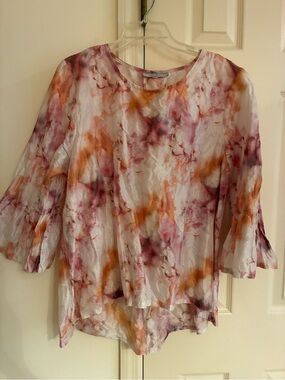 Bryn Walker hi low top with ruffle edge sleeve XL